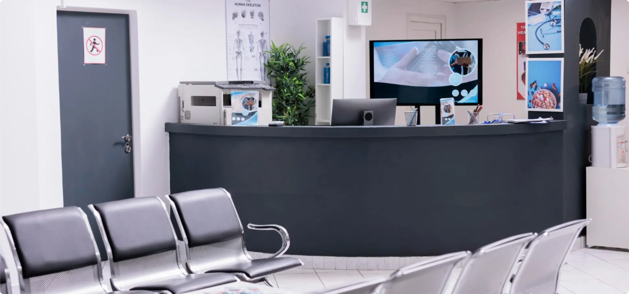 Pristine healthcare reception area maintained by Beeyond Facility Services, offering top Commercial Cleaning in Suburban Maryland (Expansion Zone).