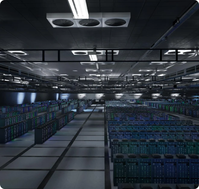 Pristine modern data center maintained by Beeyond Facility Services' Commercial Cleaning experts in Washington, D.C. (Metro Center).